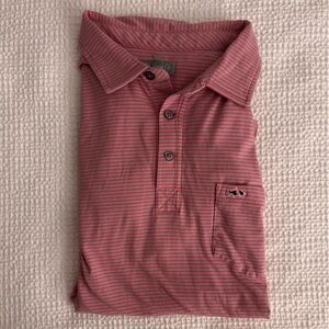 Pink and grayish blue striped Fish Hippie polo, XL